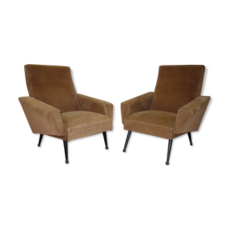 Pair of velvet armchairs from the 1950s