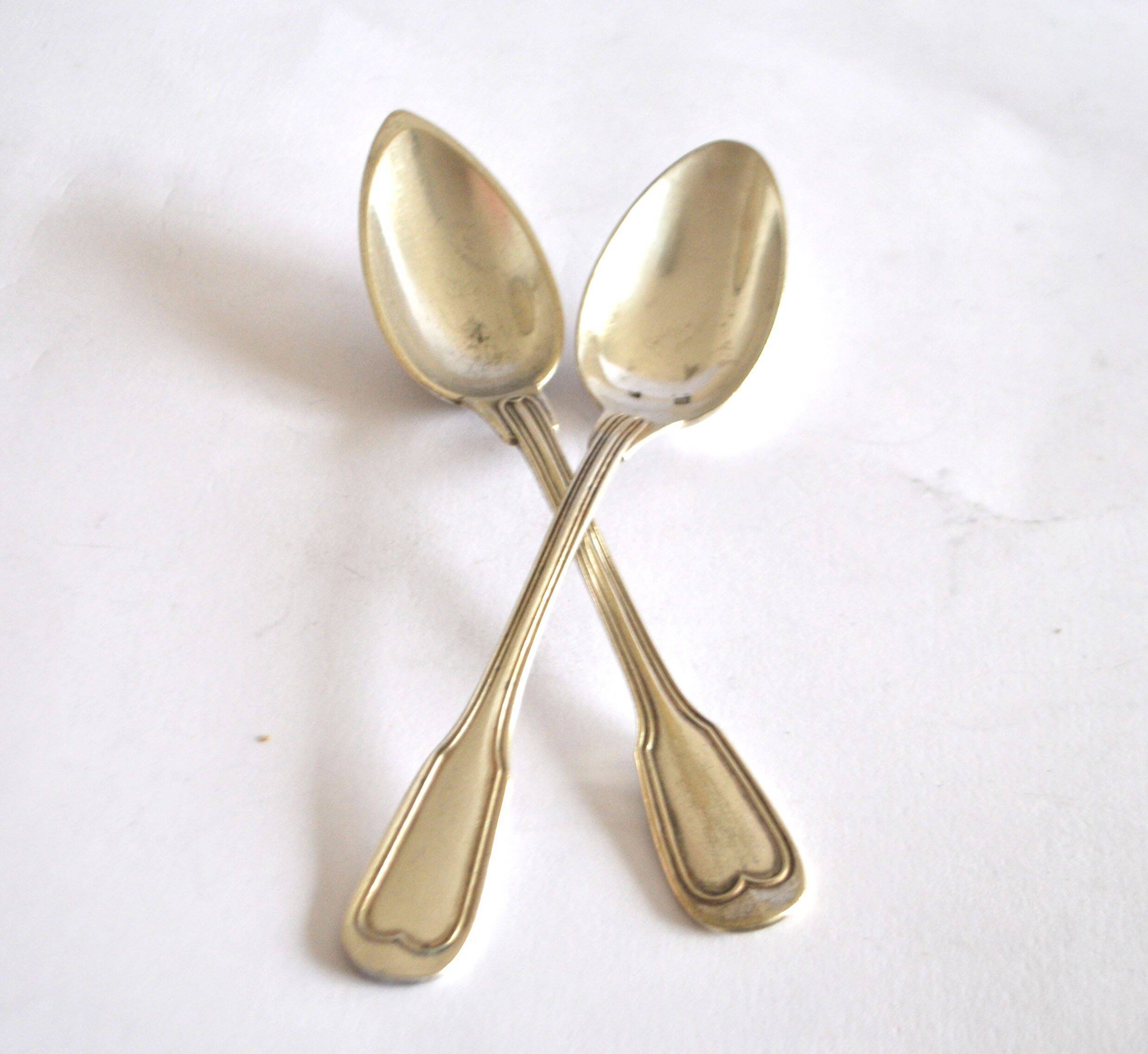 Set of 2 silver-plated dessert spoons in Chinon style, 15 cm.