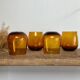 4 vintage amber bubble glasses