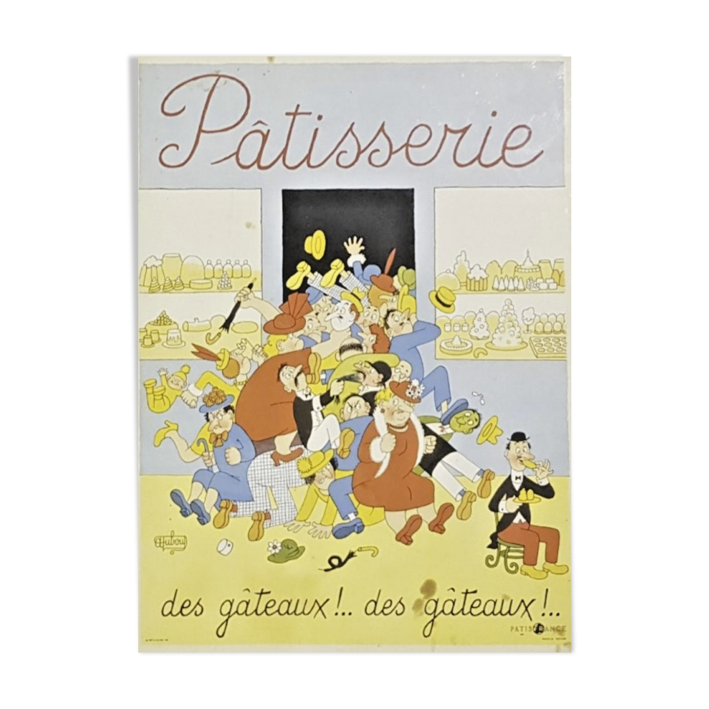Poster Albert dubout - patisserie des gateaux !... cakes!... 1956 original 30x40
