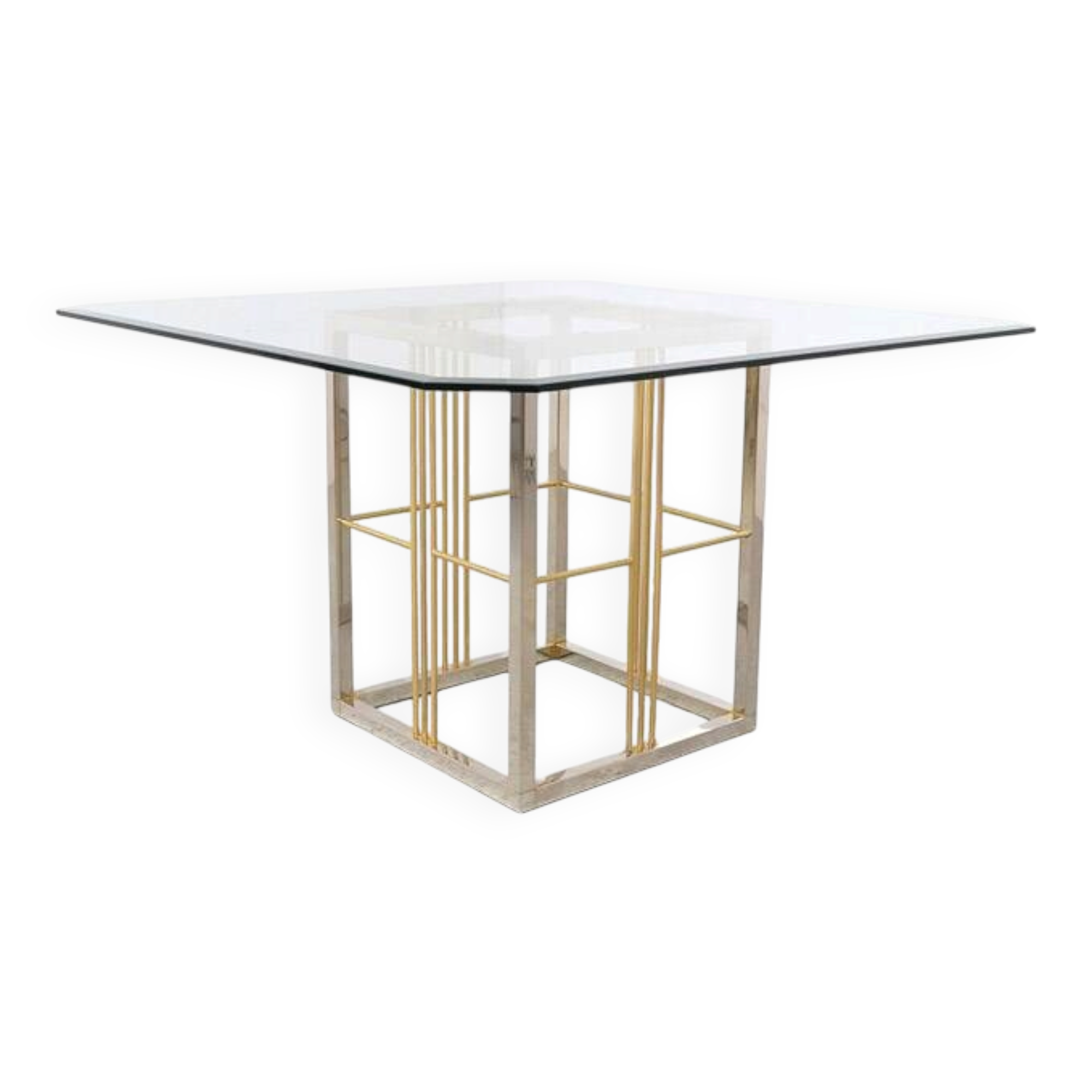 Vintage brass and glass dining table, 1970s