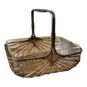 Silver metal and glass basket