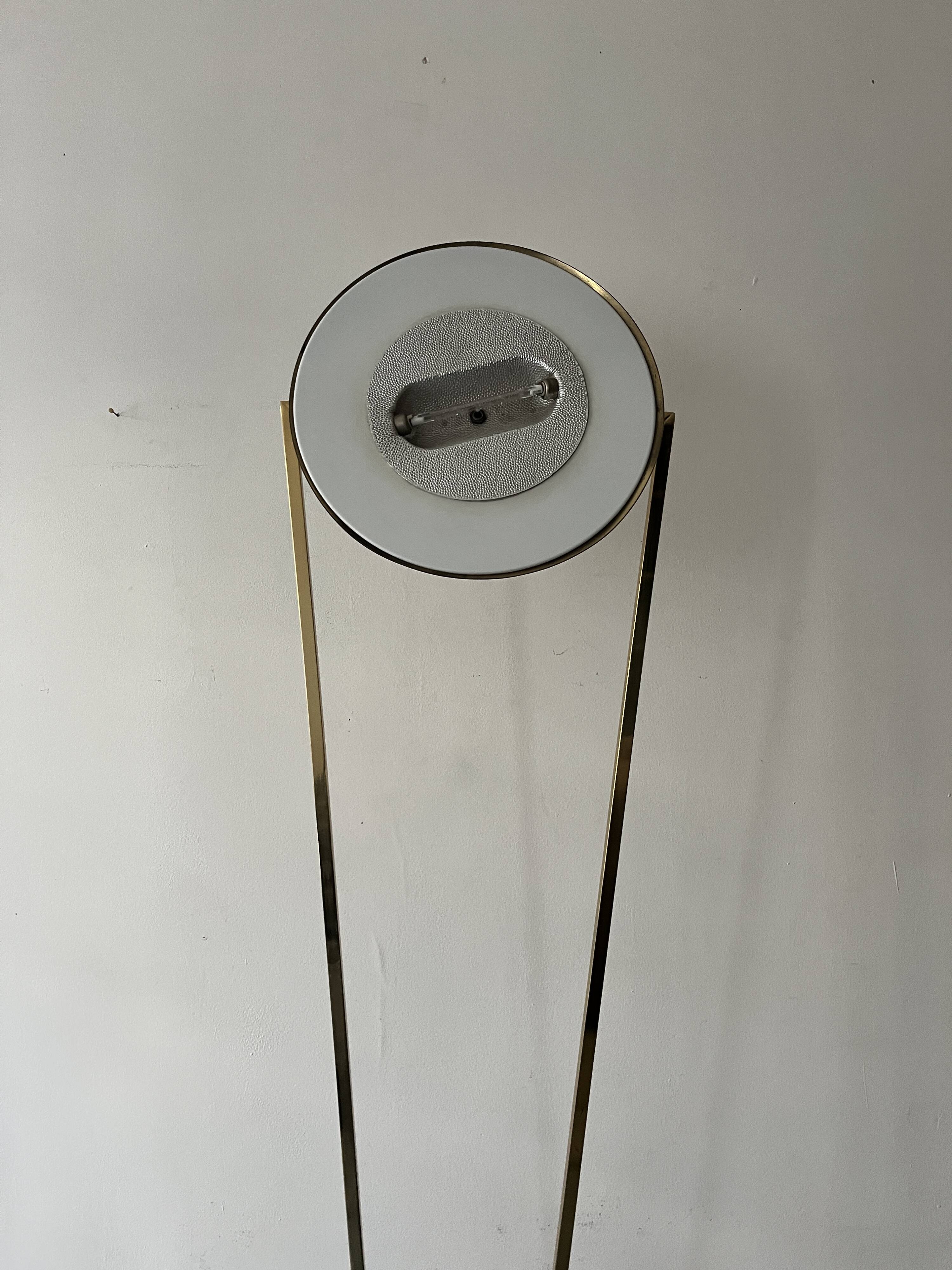 Large halogen floor lamp in polished brass, italy 1970