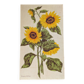 Vintage painting on linen "The Sunflowers" by Irmgard Gutsche 60s/70s