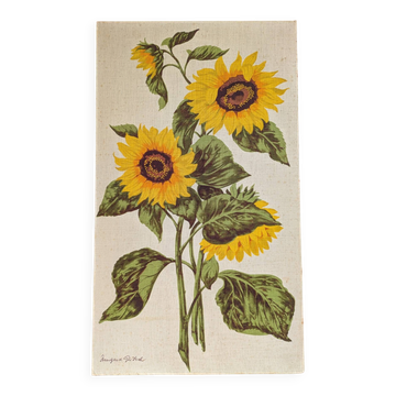 Vintage painting on linen "The Sunflowers" by Irmgard Gutsche 60s/70s