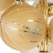 Large Sputnik chandelier in opaline and brass, Germany, 1970s.