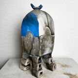 Surrealist box in painted terracotta