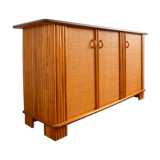 Enfilade / buffet wood and rattan vintage 1970s
