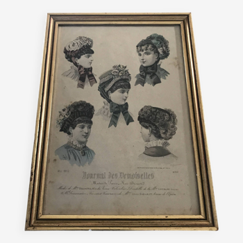 Framed ENGRAVING “JOURNAL DES DEMOISELLES” n° 4362, May 1882 - Paris Fashions -