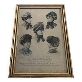 Framed ENGRAVING “JOURNAL DES DEMOISELLES” n° 4362, May 1882 - Paris Fashions -