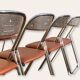 10 vintage skai and chrome metal folding chairs 1970