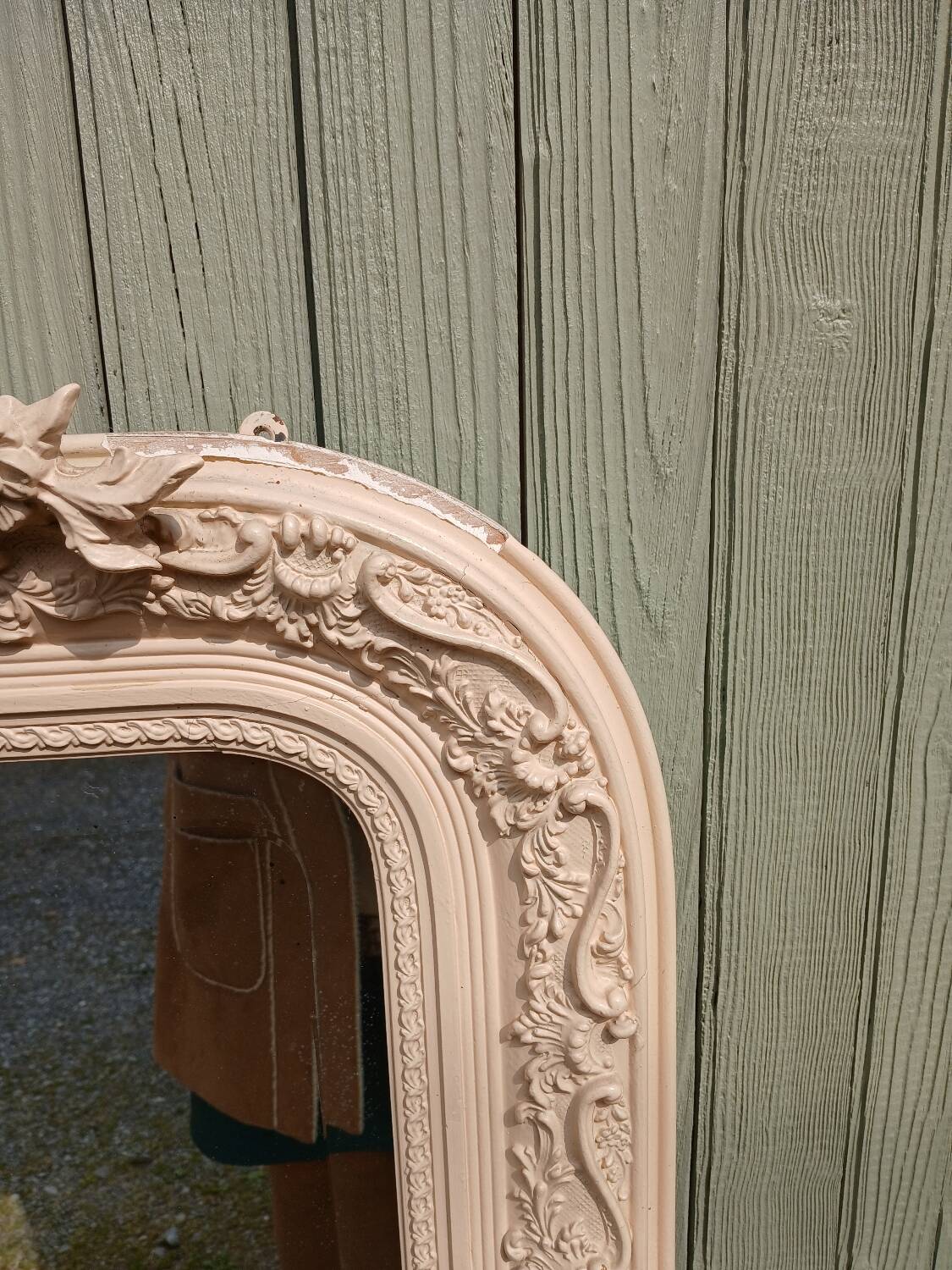 Antique carved wooden mirror