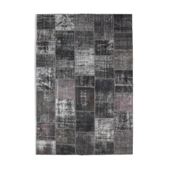 7x10 distressed black & gray vintage rug, 299x203cm