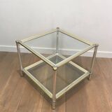 Pair of chrome, gold and silver side tables