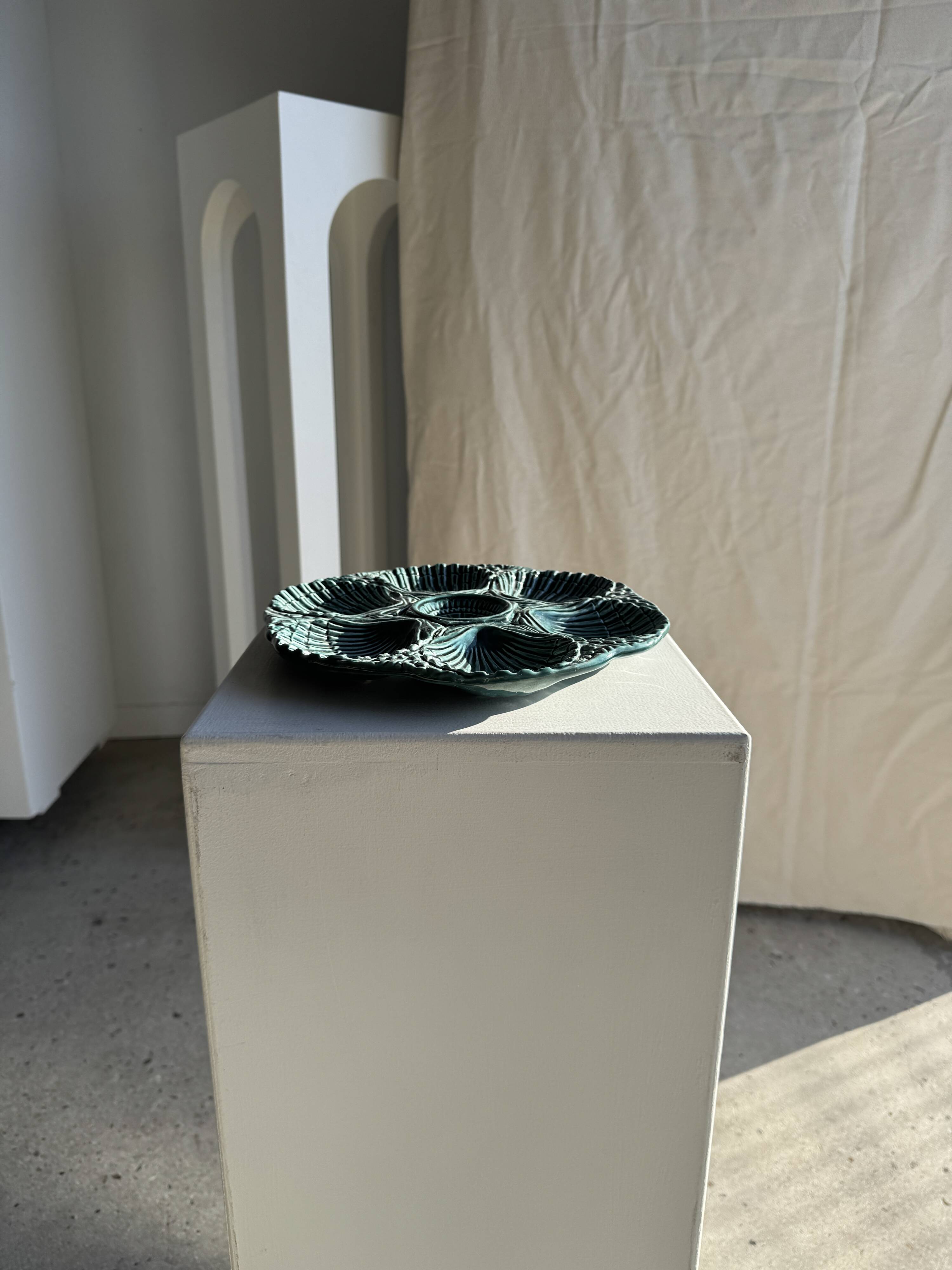 Plat à compartiment coquillages turquoise D28