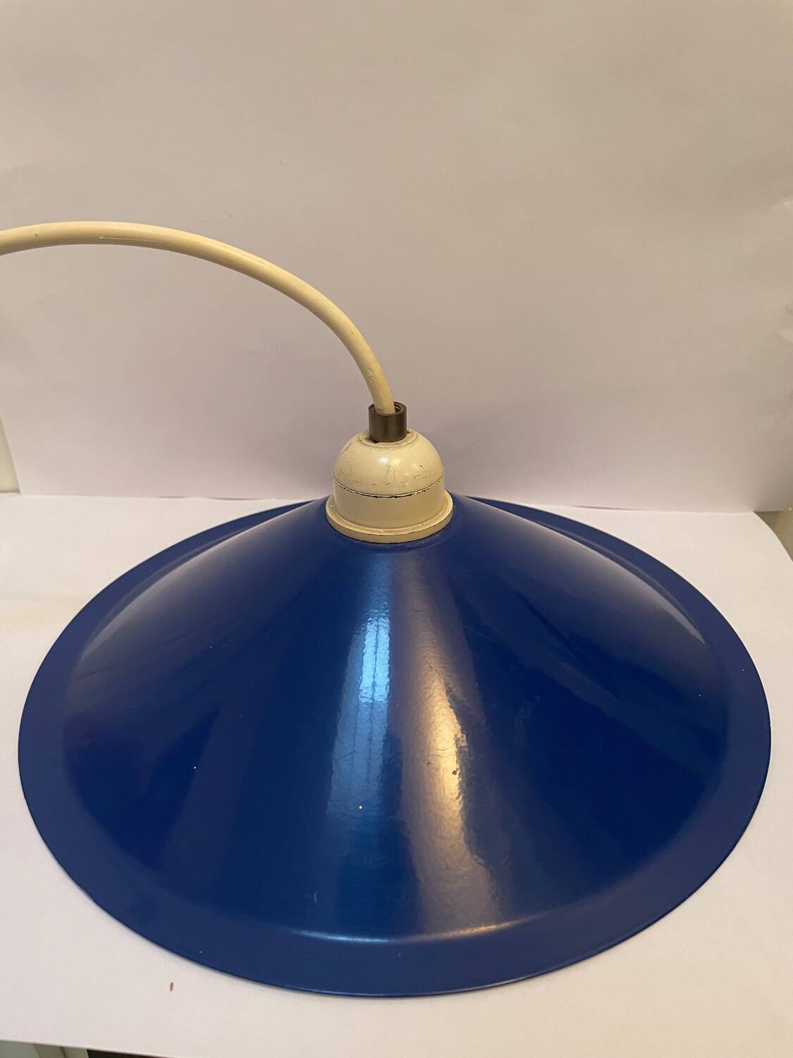 Blue metal pendant light from the 70s/80s vintage