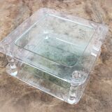 French Coffee Table Lucite and Glass Maison Romeo, 1970s