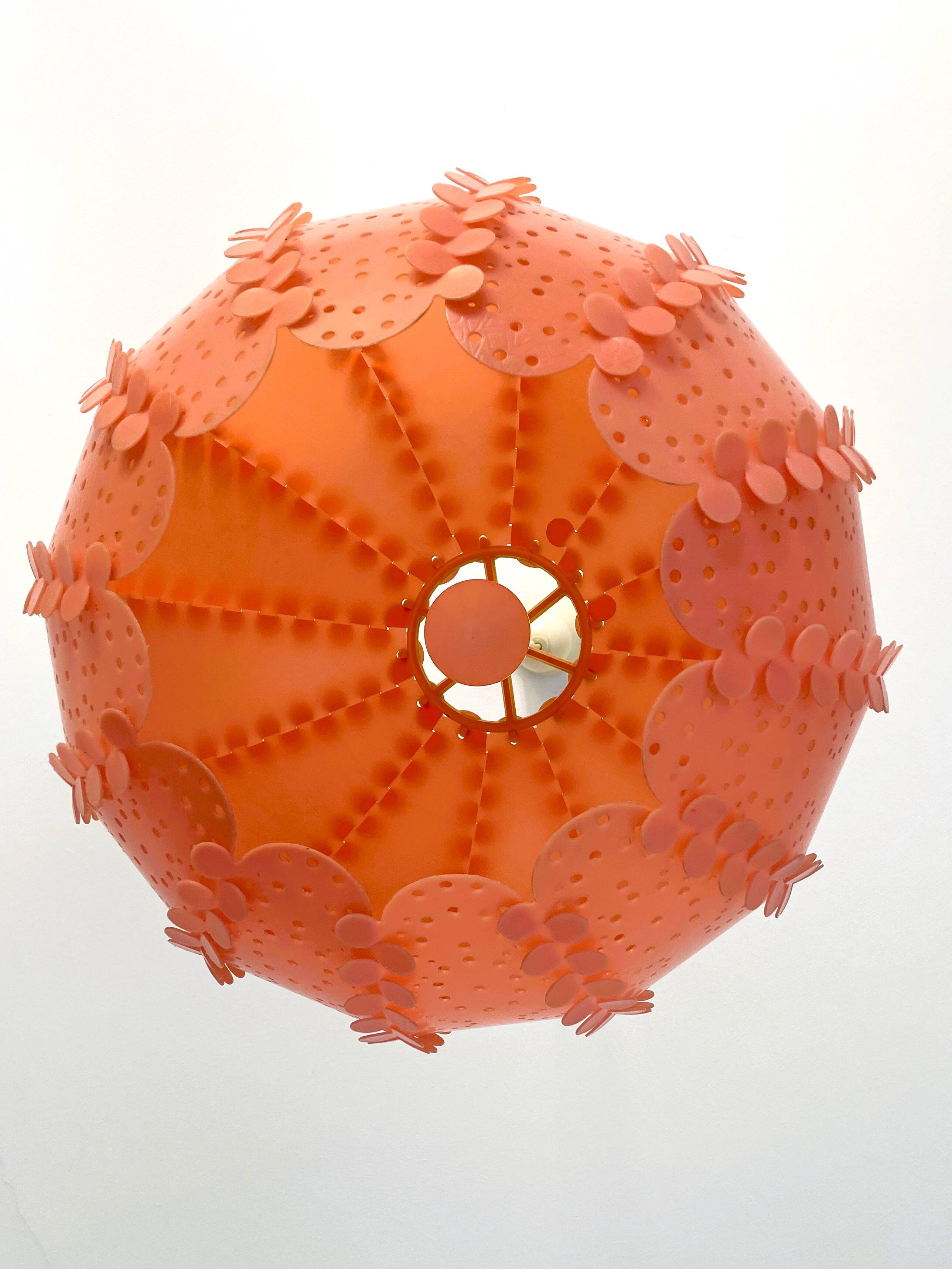 Large coral hanging pendant light Danish modern
