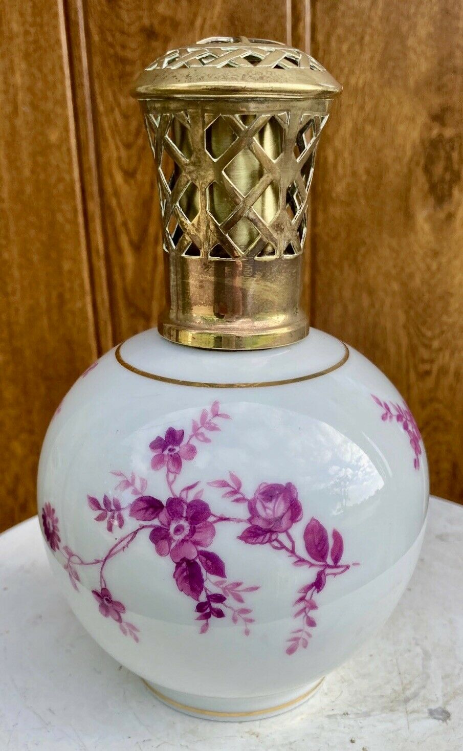 Lamp berger limoges porcelain charles ahrenfeldt decoration flowers