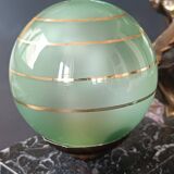 Panther desk lamp in spelter on a black and white marble base 1925