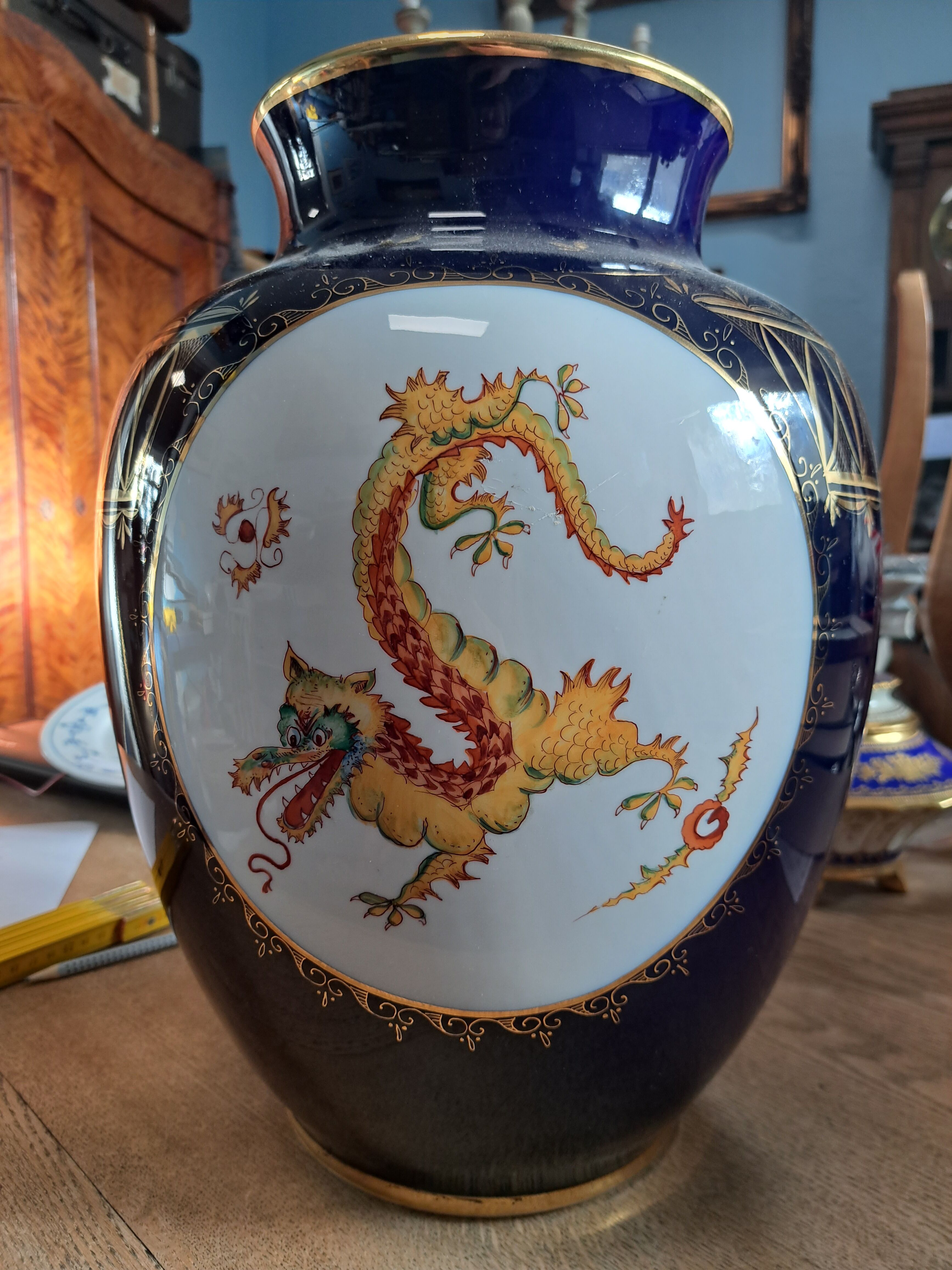 Floor vase Thürigen saxony porcelain probably around 1970 cobalt blue