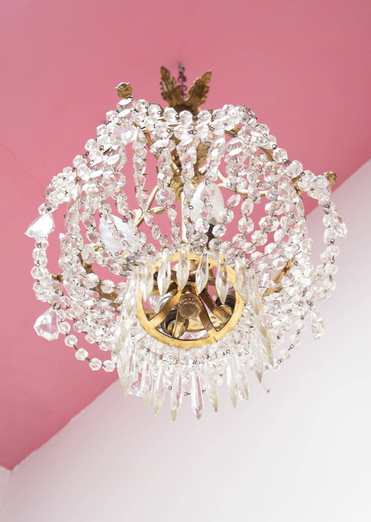 Antique French bronze chandelier with tassels circa 1900