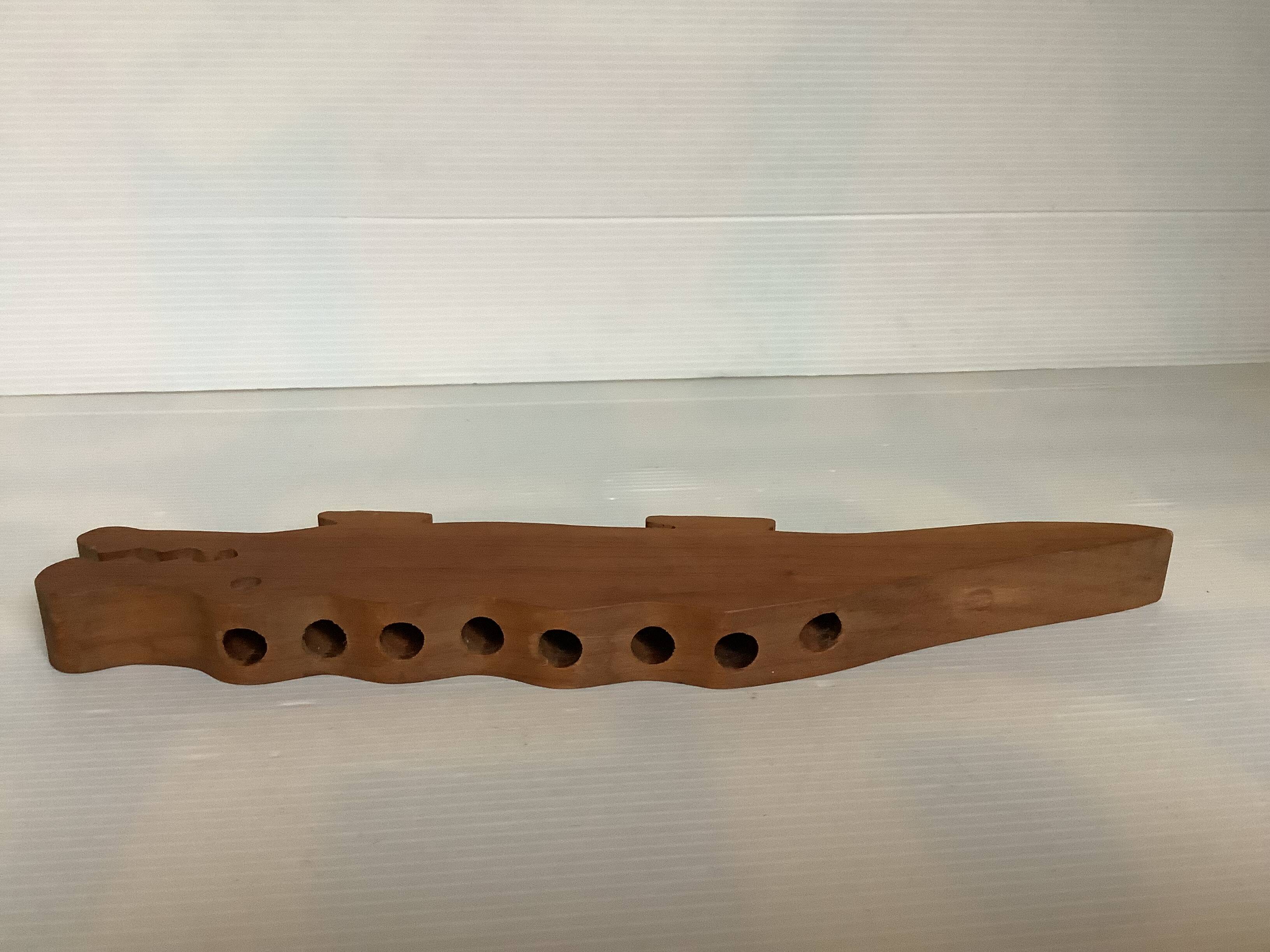 Scandinavian zoomorphic wooden crocodile candle holder