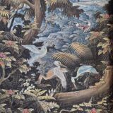 Tropical scene of Bali, painting on canvas in carved teak 33x38 cm.