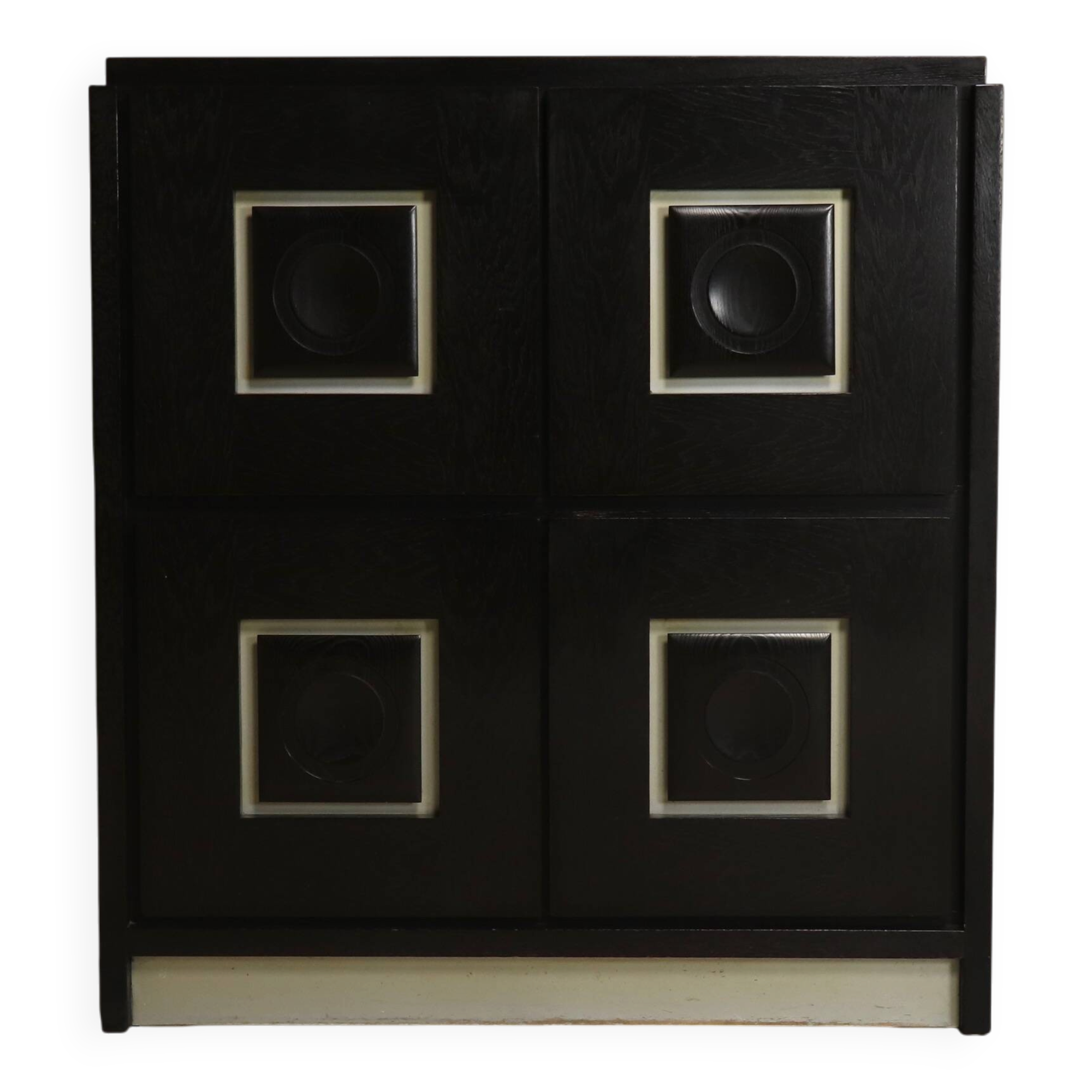 Brutalist Cabinet with Graphic Patterned Doors Belgium 1970s