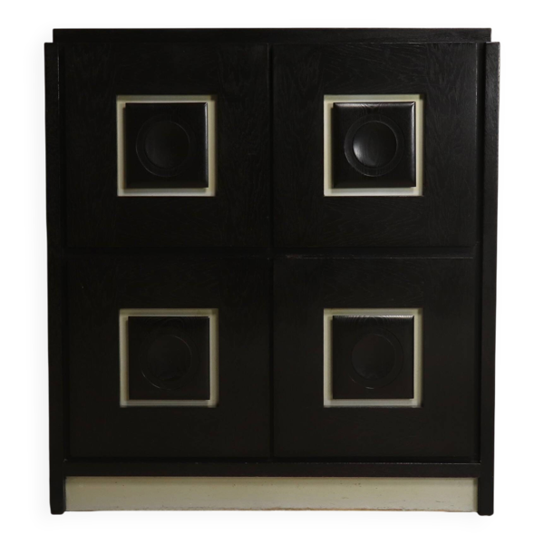 Cabinet brutaliste avec portes à motifs graphiques Belgique années 1970