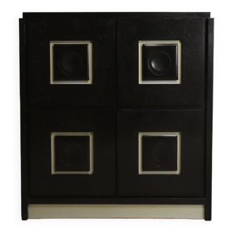 Brutalist Cabinet with Graphic Patterned Doors Belgium 1970s