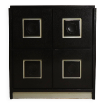 Brutalist Cabinet with Graphic Patterned Doors Belgium 1970s