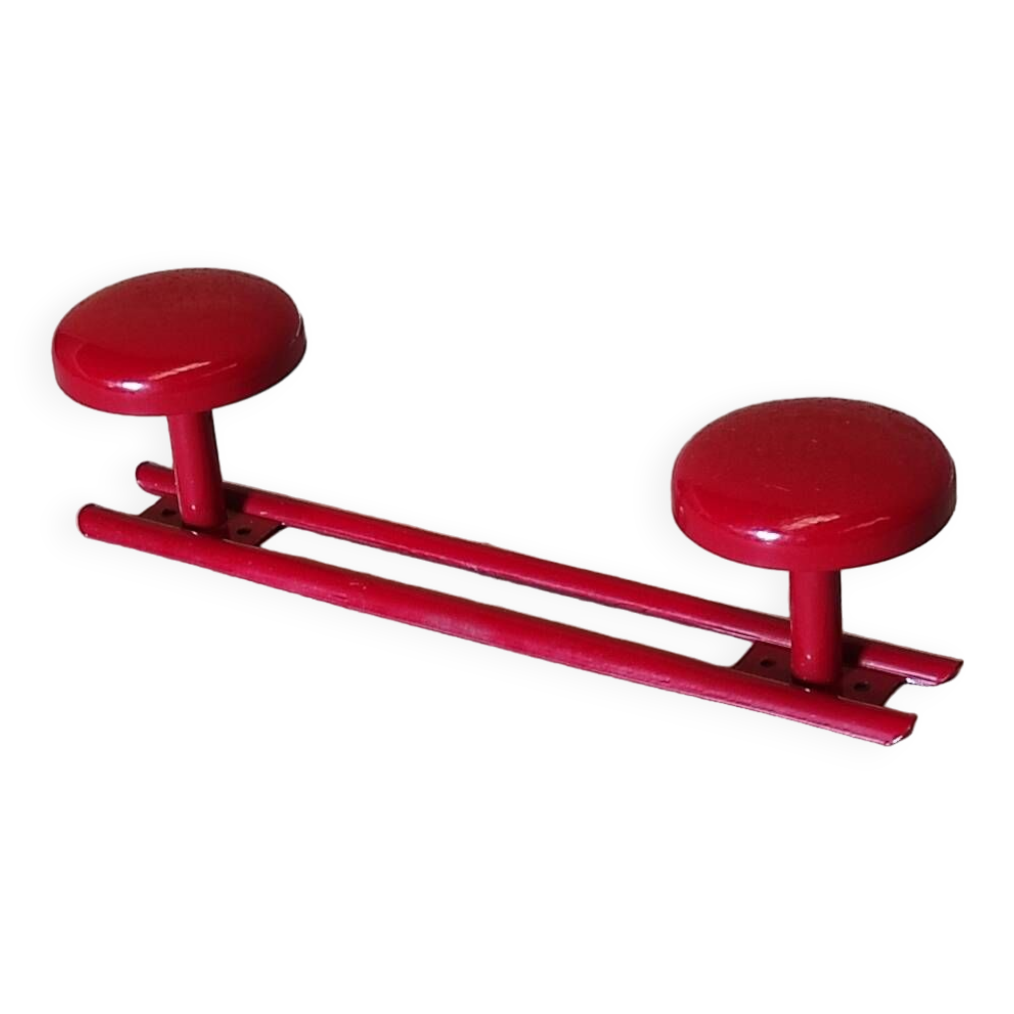 Set of 4 red metal coat hooks
