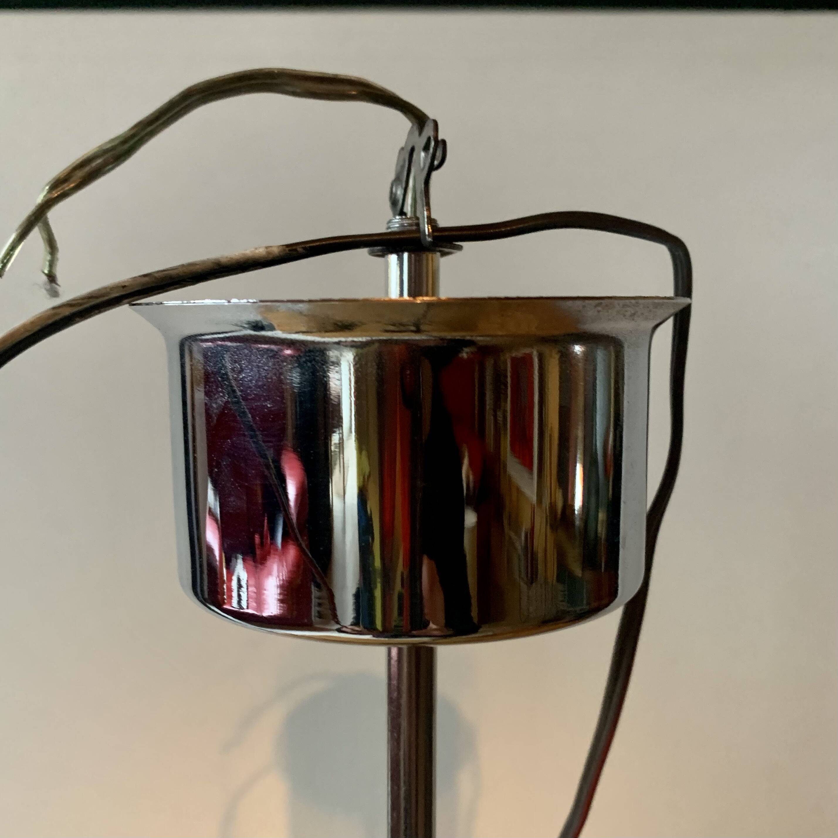 Vintage chandelier in chrome metal, steel and molded glass -3 branches