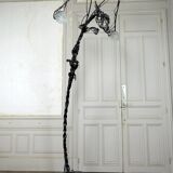 Brutalist sculptural wrought iron Dragon floor lamp, France