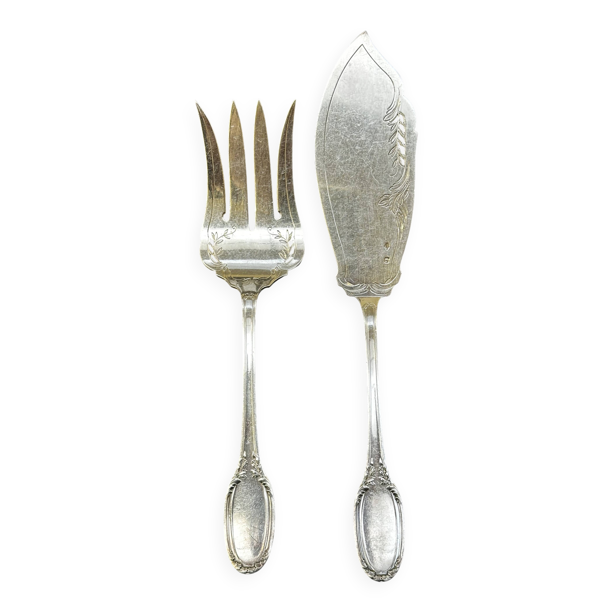Silver Fish Serving Cutlery - Minerva Hallmarks - Art Nouveau