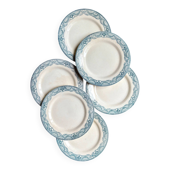 6 flat plates Salins in ironstone, "Directoire" service