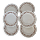 6 vintage porcelain dessert plates with brown ivy border