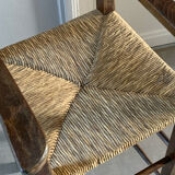 High chair in wood and straw