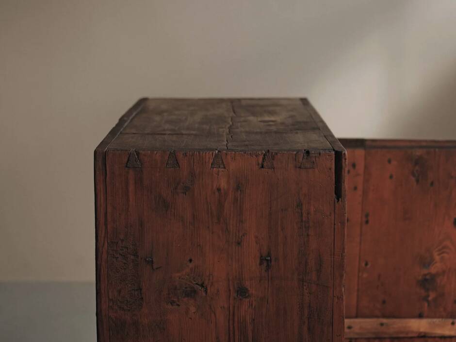Mountain furniture in pine and larch, Folk art, Savoie, 19th century