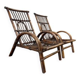 2 fauteuils vintage en rotin