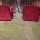 Pair of velvet club chairs