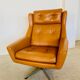 Vintage Danish mid-century cognac leather Werner Langenfeld lounge chair, 1960s