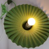 Two lamps/ pendant lamps in recycled cardboard, pink and green, seletti