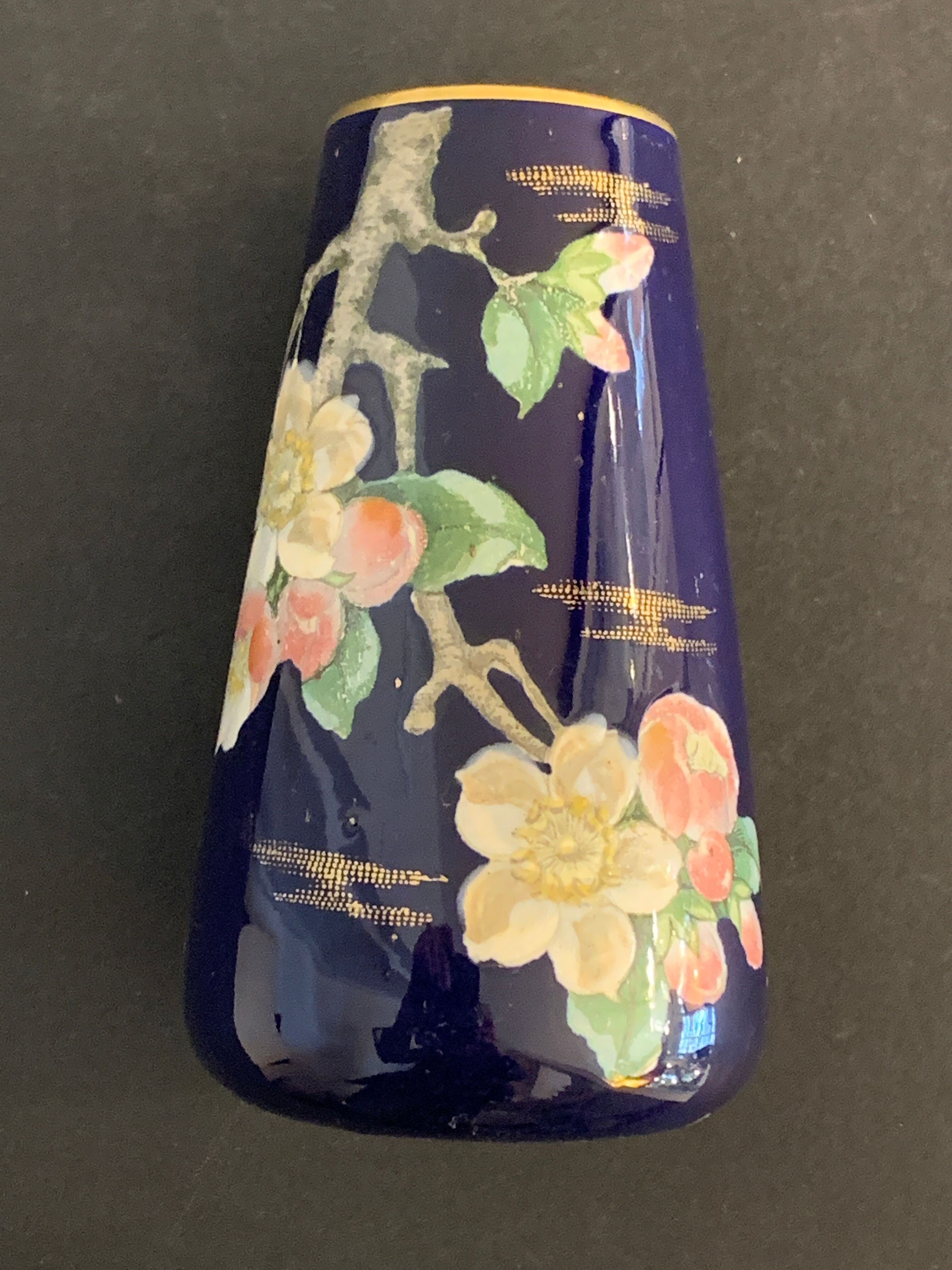 Art nouveau ceramic new cobalt vase by Villeroy and Boch