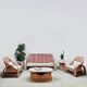 Vintage pink rattan bamboo lounge set ‘Boho-style’