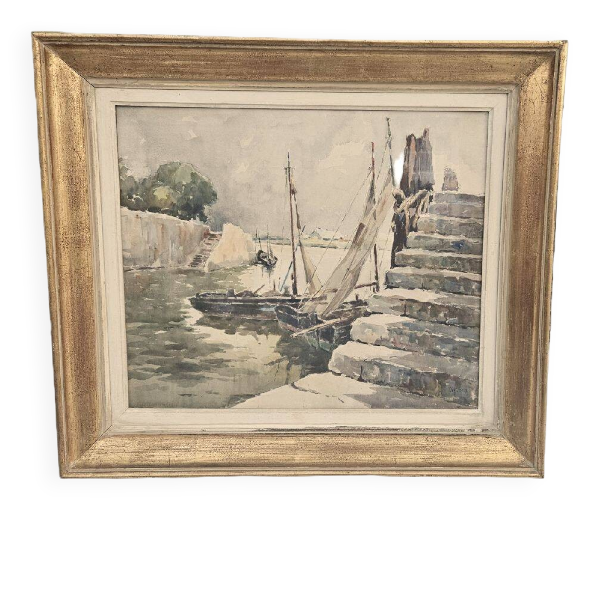 Legrand Aquarelle Marine Béziers 1955