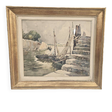 Legrand Aquarelle Marine Béziers 1955