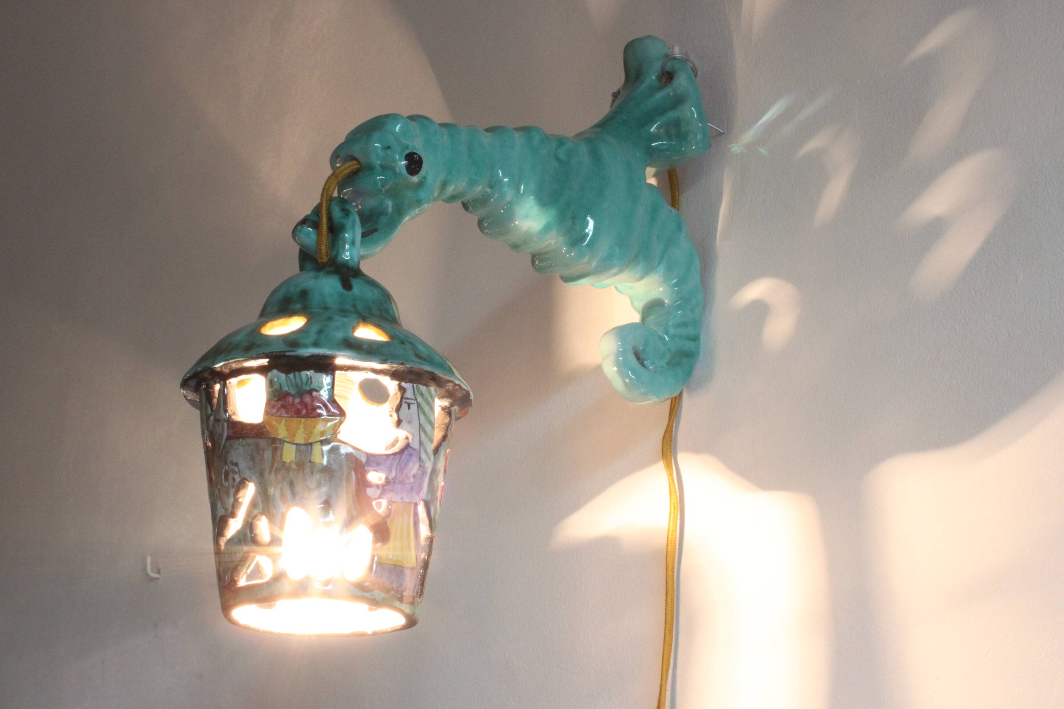 Ceramic Seahorse Lantern from Vietri Sul Mare, Italy 1960S.