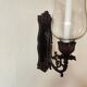 Wrought iron wall light - wall candle holder and glass tulip